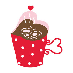 Love Heart Hand Drawn Element Illustration For Valentine's Day Decoration.