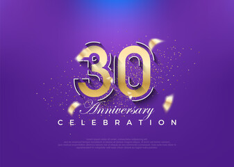 Gold number 30th anniversary. premium vector design. Premium vector for poster, banner, celebration greeting.