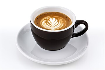 Fototapeta premium Close up of Hot coffee in White Cup on Isolated Background. Generative AI illustrations.