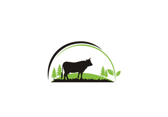 Vintage Beef Label logo design Retro Beef Emblem grass leaf