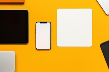 phone with blank screen, smartphone with blank screen isolated, smartphone with blank screen isolated on a yellow desk