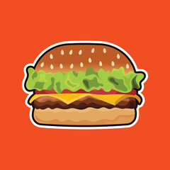 Delicious cheeseburger fast food vector illustration