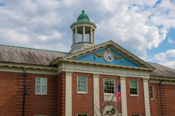 Lincoln Town Hall at 16 Lincoln Road in historic town center of Lincoln, Massachusetts MA, USA. 