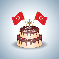 Turkey National Day with a Cake .Vector Illustration
