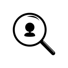 Magnifying glass with people icon isolate on white background.