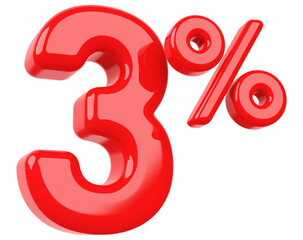 4 Number Percent red 3d  