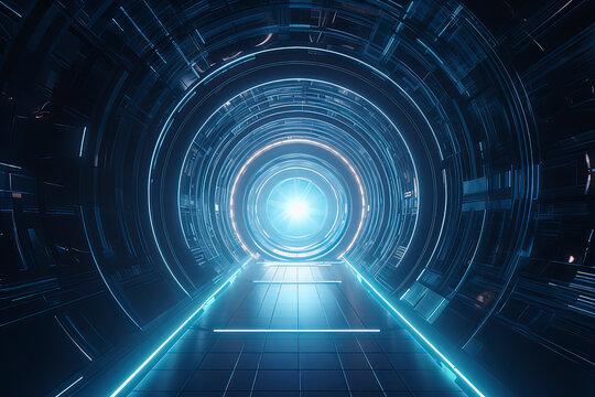 Technology Space Tunnel. AI technology generated image