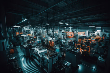 Modern production line. AI technology generated image