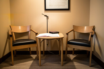 two chairs and journal table