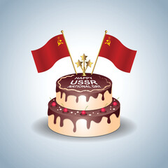 USSR National Day with a Cake .Vector Illustration