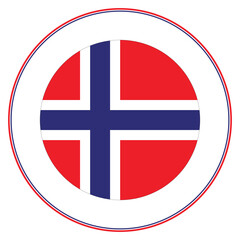 Obraz premium Norway flag in circle. Flags of Norway in round circle 
