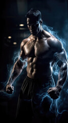 Fototapeta na wymiar Photo realistic illustration of a fantasy warrior, wrestler, martial artist. Generative AI.