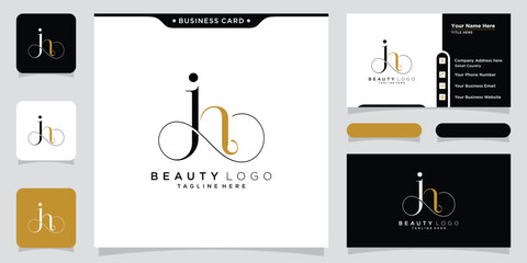 Initial Letter JH logo design template - obrazy, fototapety, plakaty