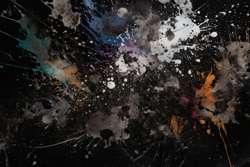 Beautiful black splattered paint background image, texture, textured backdrop, 