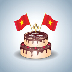 Vietnam National Day with a Cake .Vector Illustration
