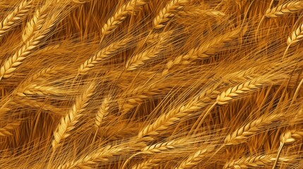 seamless detailed texture of a golden wheat field sunlit background texture, tile, 8K, generative ai
