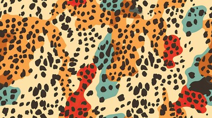 seamless colorful modern abstract spotted leopard print pattern background texture, tile, 8K, generative ai - obrazy, fototapety, plakaty