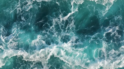 Fototapeta na wymiar seamless overhead view of ocean waves at high tide background texture, tile, 8K, generative ai