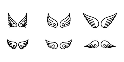 Fototapeta na wymiar Doodle sketch style of Abstract Wings cartoon hand drawn illustration for concept design.