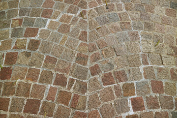 Impressive pattern of a stone path in the city