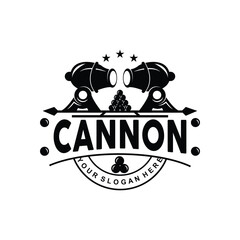 Obraz premium Cannon Logo, Elegant Simple Design Retro Vintage Style, War Artillery Vector, Illustration Symbol Icon