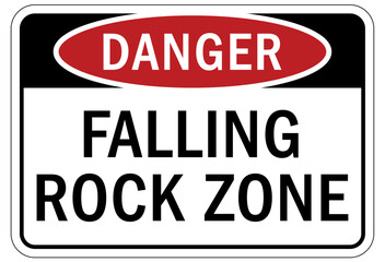 Fototapeta premium Falling rock warning sign and labels
