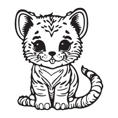 Fototapeta na wymiar Coloring page outline of cartoon tiger. Vector illustration, coloring book for kids.
