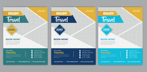 Travel poster or flyer pamphlet brochure design layout space for photo background.Travel poster or flyer template brochure design. Travel flyer template for travel agency.