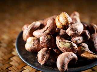 roasted cashew nuts on a plate