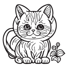 Fototapeta na wymiar Coloring page outline of cartoon cat. Vector illustration, coloring book for kids.