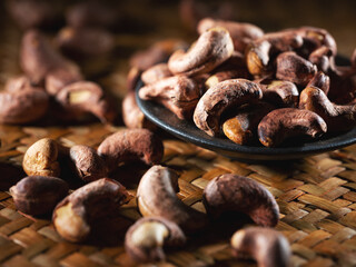 roasted cashew nuts on a plate