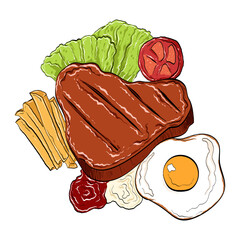 Steaks. hand drawn. Vector illustration.