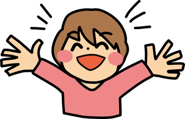 両手を広げて喜んでいる人物のイラスト