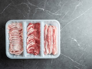 Pork belly and neck, raw meat