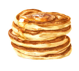Pancakes with honey delicious food illustration.