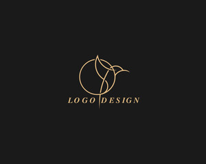 line art colibri logo humming bird vector, label, badge, illustration design