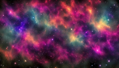 Obraz na płótnie Canvas Cloudy nebula with stars on space from Generative AI