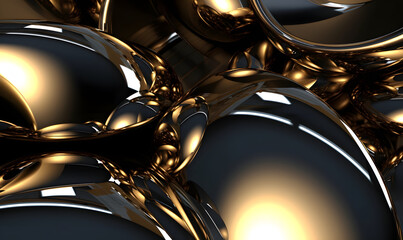 Abstract 3d golden background, Three-dimensional abstract dark golden and black wallpaper