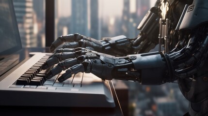 Robot typing on a keyboard 
