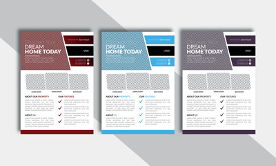 real state flyer design | real state brochures | a4 size | stunning pamphlet | 3 color bundles | property handouts