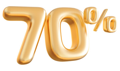 70 Number Percent gold 3d  