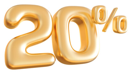 20 Number Percent gold 3d  