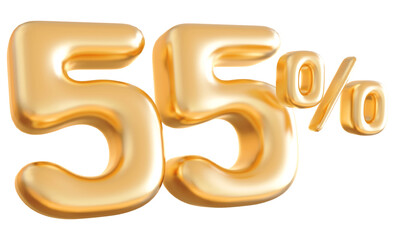 55 Number Percent gold 3d  
