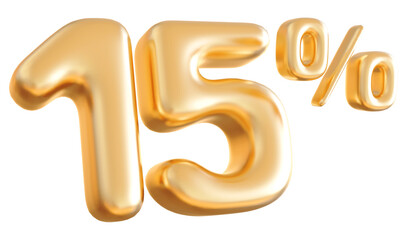 15 Number Percent gold 3d  
