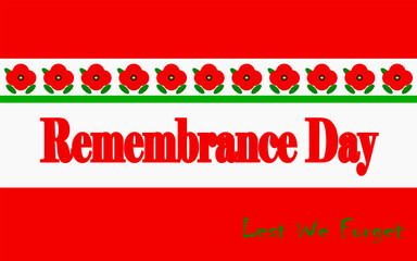 Fototapeta na wymiar Remembrance day concept, A poppy flower banner. White, red, and green color vector design.