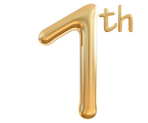 1 th anniversary gold 3d number