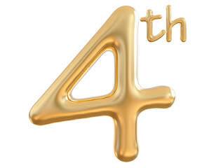 4 th anniversary gold 3d number
