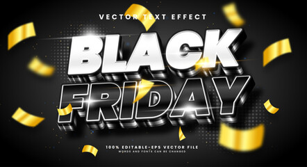 Black friday 3d editable vector text style effect. Vector text effect with luxury concept.