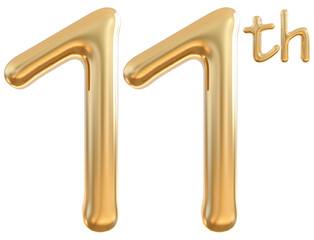 11 th anniversary gold 3d number