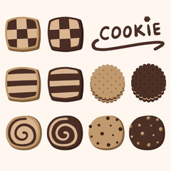 hand drawn illustration set of types of cookies vector